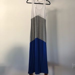 Xhilaration Blue/White/Gray Block Maxi Dress  M